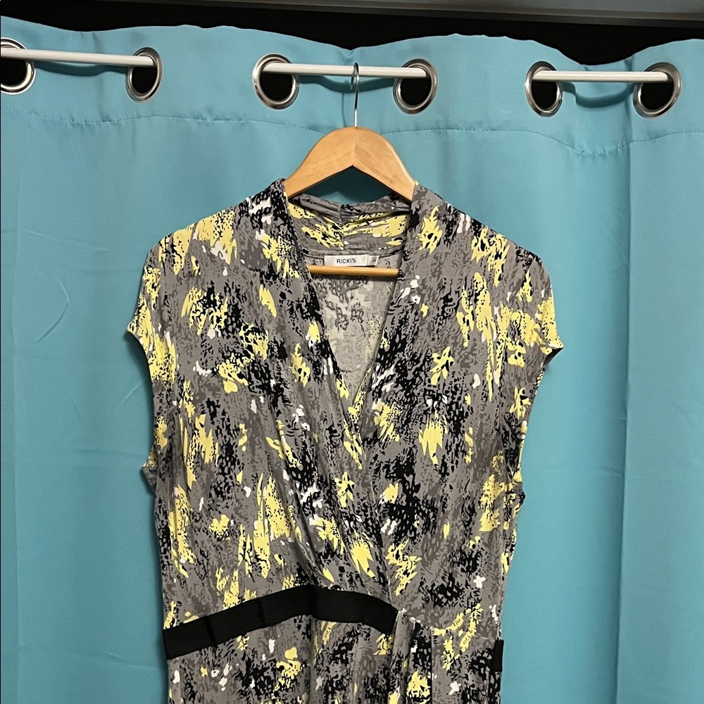 Abstract Print Dress with Yellow and Black Accents (2 for 20)